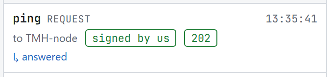 A single frame list entry showing record type, direction, time, peer, badges and a correlation line.